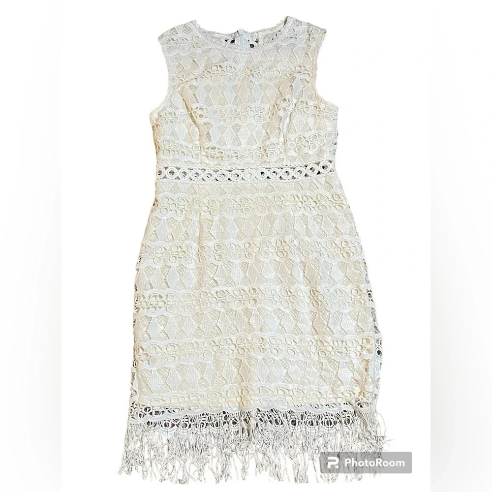 Lulus White Crochet Lace Sleeveless Bodycon Dress Size M - Picture 6 of 13